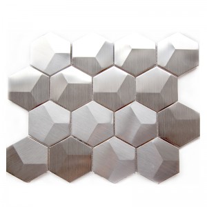 Mosaïques métalliques hexagonales mates hexagonales en acier inoxydable pour dosseret de cuisine