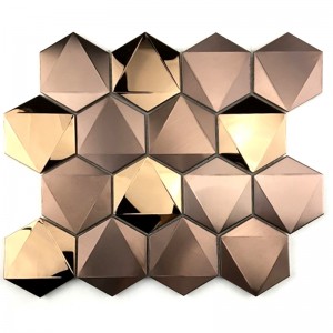La mosaïque de tuiles d'acier inoxydable de l'hexagone 304/316 de l'or 3D 3D pour la décoration de mur